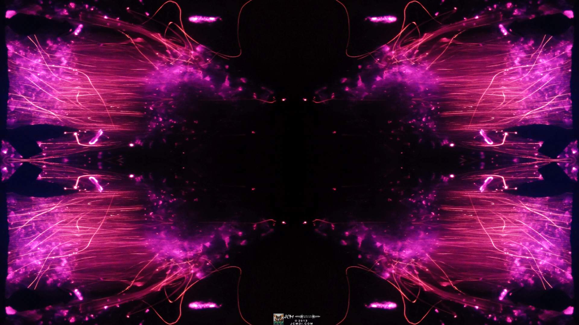 Quadroscopic art made from a still image � Fireplace coals and firefall